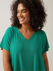 Evans Green Short Sleeve Modal Rich Ribbed T-Shirt - Image 4 of 5