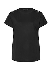 Evans Crochet Shoulder Black T-Shirt - Imagen 5 de 5
