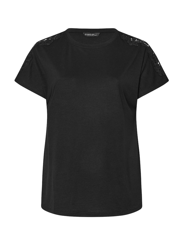 Evans Crochet Shoulder Black T-Shirt - Imagen 5 de 5