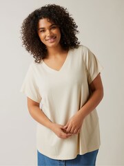 Evans Natural Short Sleeve Modal Rich Ribbed T-Shirt - Image 1 of 1