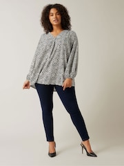 Evans Black/ White Pleated Swing Blouses - Image 2 of 5