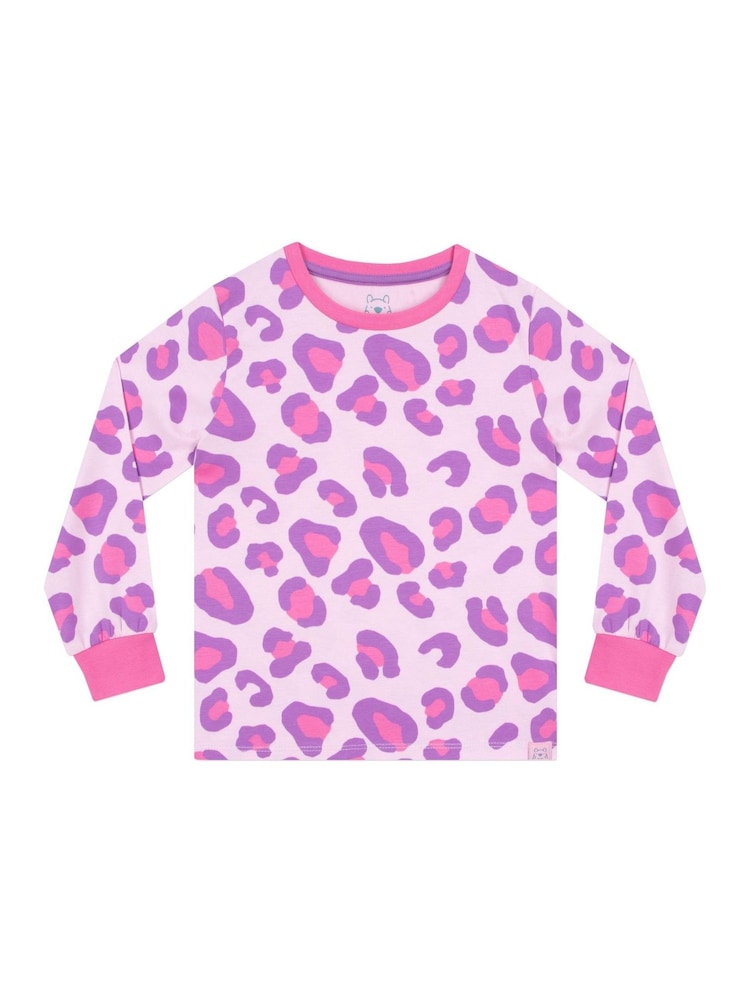 Harry Bear Pink Leopard Print Long Sleeve Pyjamas - Image 2 of 5 Harry Bear Pink Leopard Print Long Sleeve Pyjamas - Image 2 of 5
