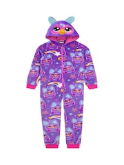 Character Purple Furby Fleece Hooded All-In-One - Image 1 of 11