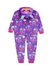 Character Purple Furby Fleece Hooded All-In-One - Image 4 of 11