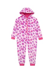 Harry Bear Pink Leopard Print All In One Fleece - Image 1 of 8
