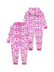 Harry Bear Pink Leopard Print All In One Fleece - Image 2 of 8
