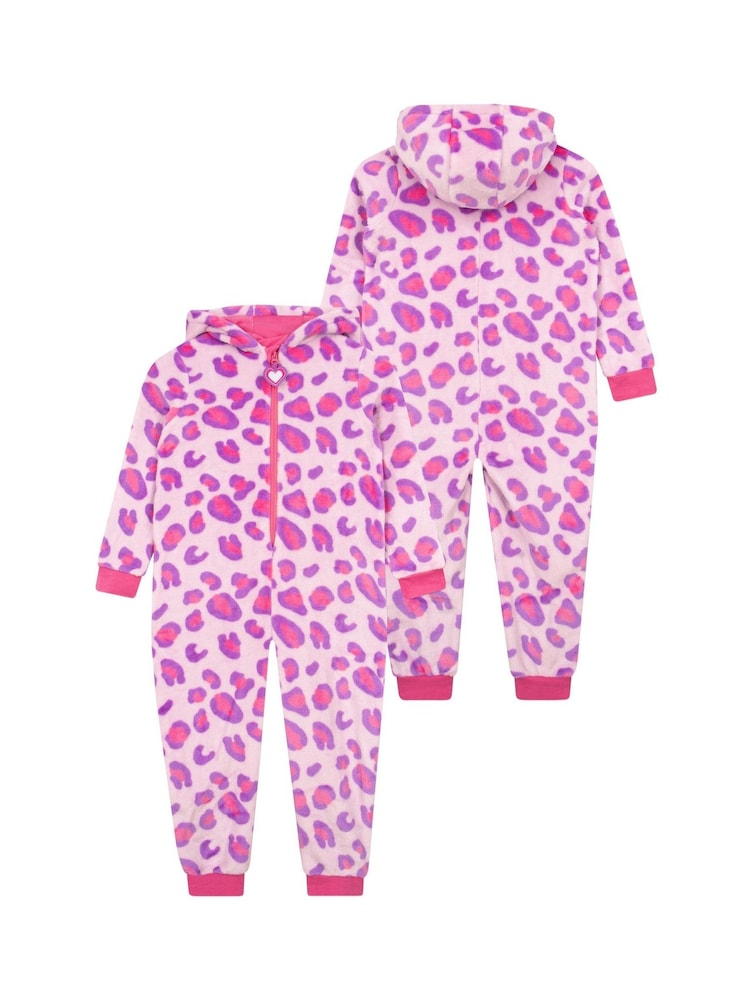 Harry Bear Pink Leopard Print All In One Fleece - Image 2 of 8