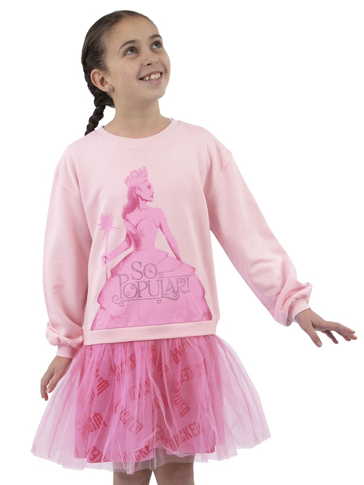 Character Pink Wicked Glinda The Good Witch Glitter Sweatshirt Dress - Image 7 of 10