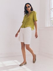 Green Sheer Short Sleeve Shirt - Image 2 of 9