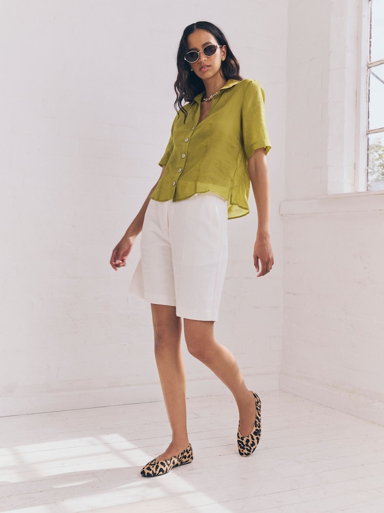 Green Sheer Short Sleeve Shirt - Image 2 of 9