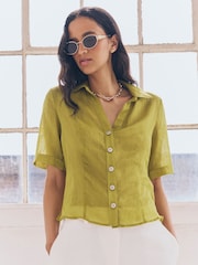 Green Sheer Short Sleeve Shirt - Image 4 of 9