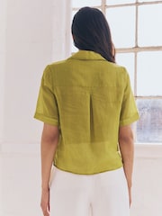 Green Sheer Short Sleeve Shirt - Image 5 of 9