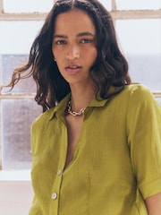 Green Sheer Short Sleeve Shirt - Image 6 of 9