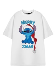 Vanilla Underground White Womens Disney Lilo & Stitch Christmas 100% Cotton T-Shirt - Image 1 of 6