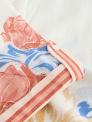 Multicoloured Floral Print Short Sleeve Button Down Resort Shirt With Linen - Image 9 of 9