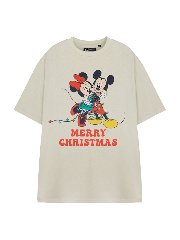 Vanilla Underground Cream Womens Disney Mickey & Minnie Mouse Christmas 100% Cotton T-Shirt - Image 1 of 6