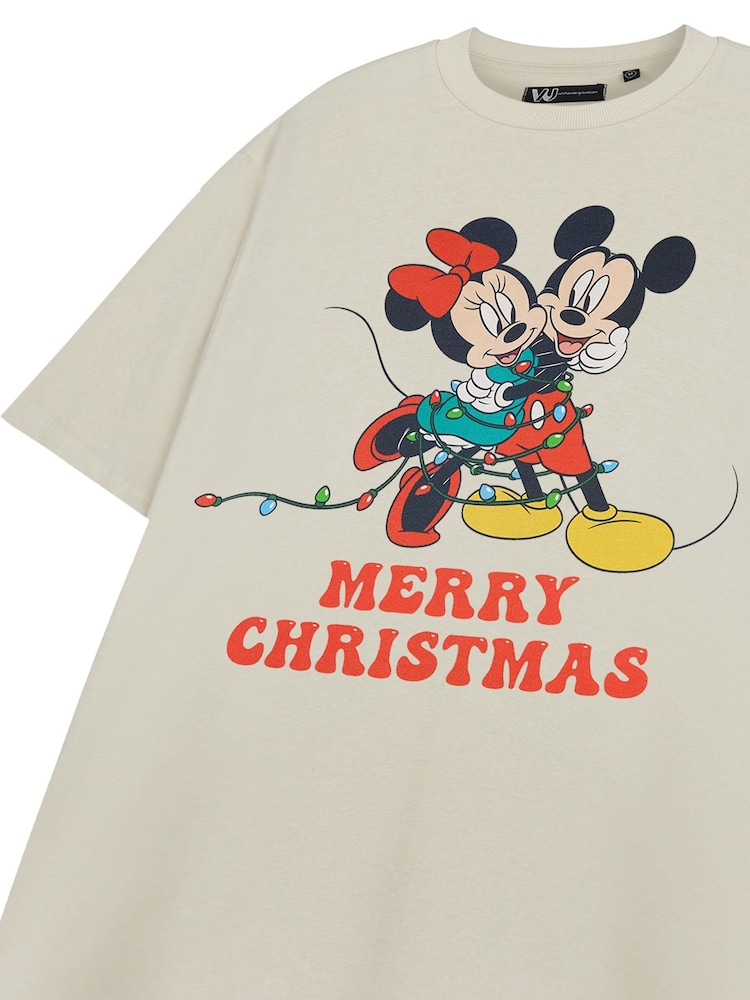 Vanilla Underground Cream Womens Disney Mickey & Minnie Mouse Christmas 100% Cotton T-Shirt - Image 5 of 6