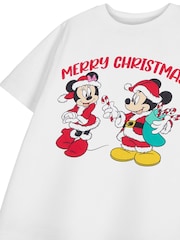 Vanilla Underground White Girls Disney Mickey & Minnie Mouse Christmas 100% Cotton T-Shirt - Image 3 of 6