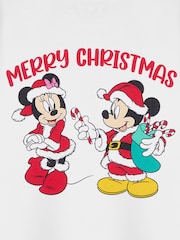 Vanilla Underground White Girls Disney Mickey & Minnie Mouse Christmas 100% Cotton T-Shirt - Image 4 of 6