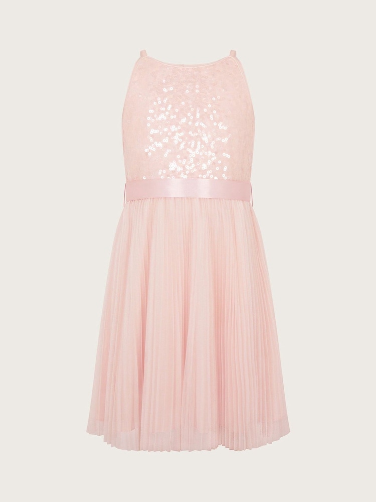 Monsoon Pink Keita Embellished Plisse Dress - Image 2 of 4