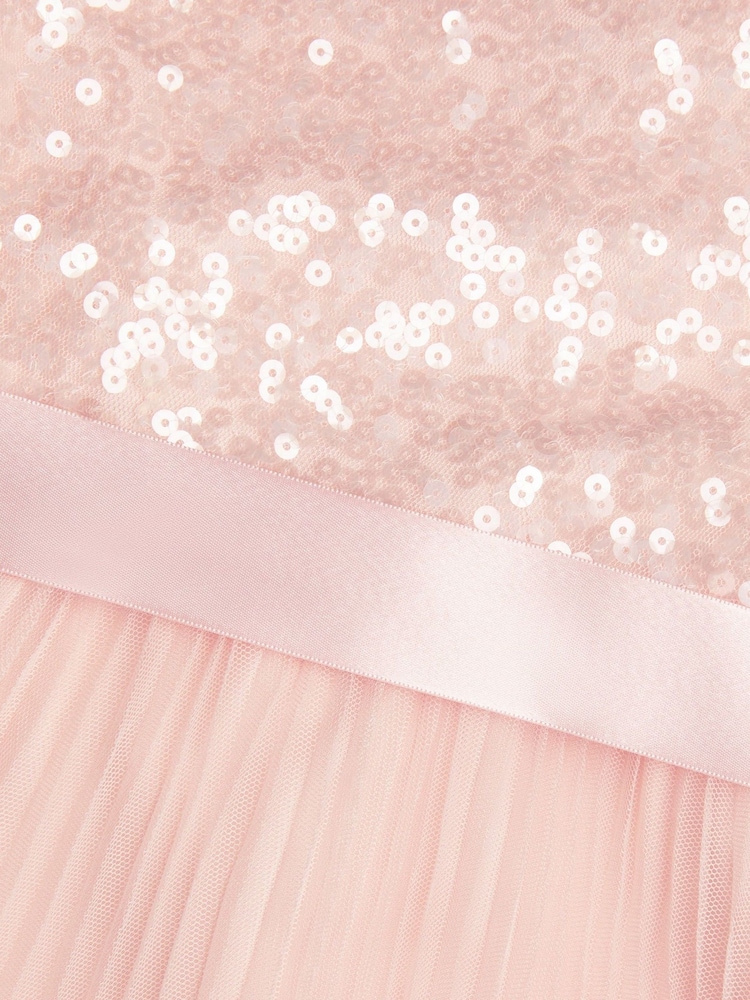 Monsoon Pink Keita Embellished Plisse Dress - Image 4 of 4