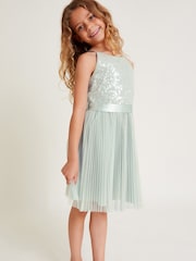 Monsoon Green Keita Embellished Plisse Dress - Image 1 of 4