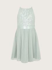 Monsoon Green Keita Embellished Plisse Dress - Image 2 of 4