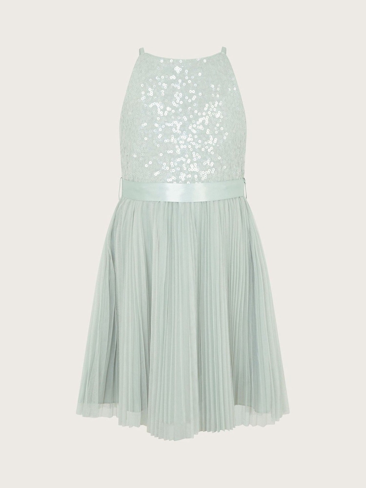 Monsoon Green Keita Embellished Plisse Dress - Image 2 of 4