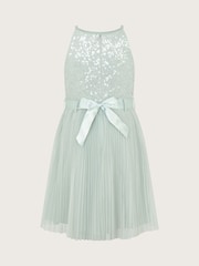 Monsoon Green Keita Embellished Plisse Dress - Image 3 of 4