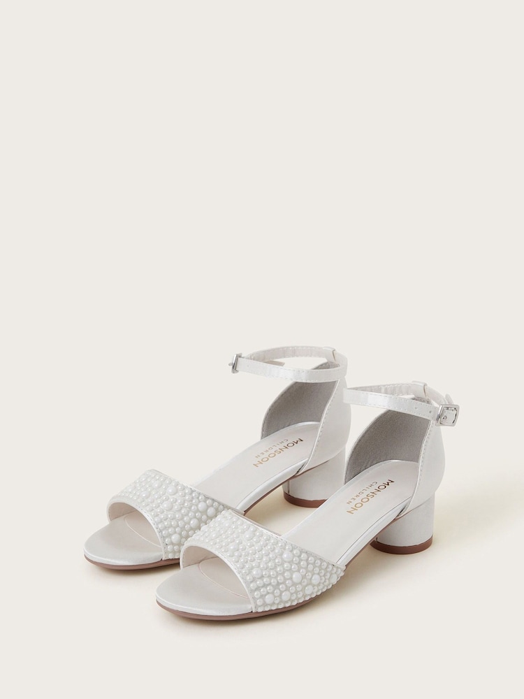 Monsoon White Pearl Open Toe Two Part Sandals - Image 1 of 3