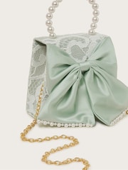 Monsoon Green Pearly Bow Bridesmaid Lace Bag - Image 3 of 3