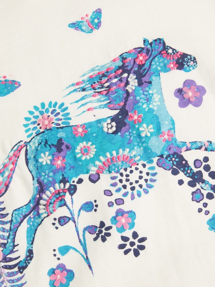 Monsoon Horse Print Long Sleeve 100% Cotton T-Shirt - صورة 4 من 4