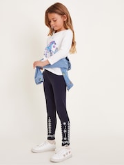 Monsoon Blue Sequin Broderie Leggings - Image 1 of 4