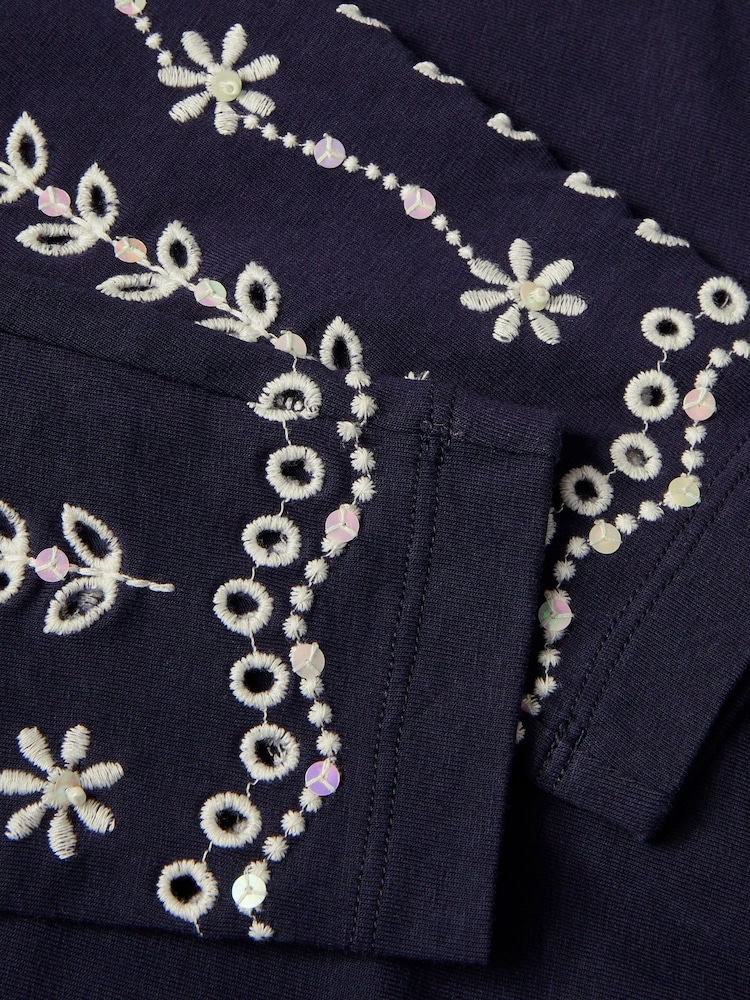 Monsoon Blue Sequin Broderie Leggings - Image 4 of 4 Monsoon Blue Sequin Broderie Leggings - Image 4 of 4