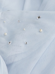 Monsoon Blue Theodora Tulle Diamante Sleeve Dress - Image 4 of 4