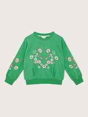 Monsoon Green Floral Print Embroidered Sweatshirt - Image 2 of 4