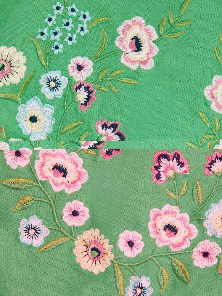 Monsoon Green Floral Print Embroidered Sweatshirt - Image 4 of 4