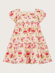 Monsoon Natural Baby Rosanna Jacquard Floral Print Dress - Image 1 of 3