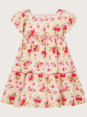 Monsoon Natural Baby Rosanna Jacquard Floral Print Dress - Image 2 of 3