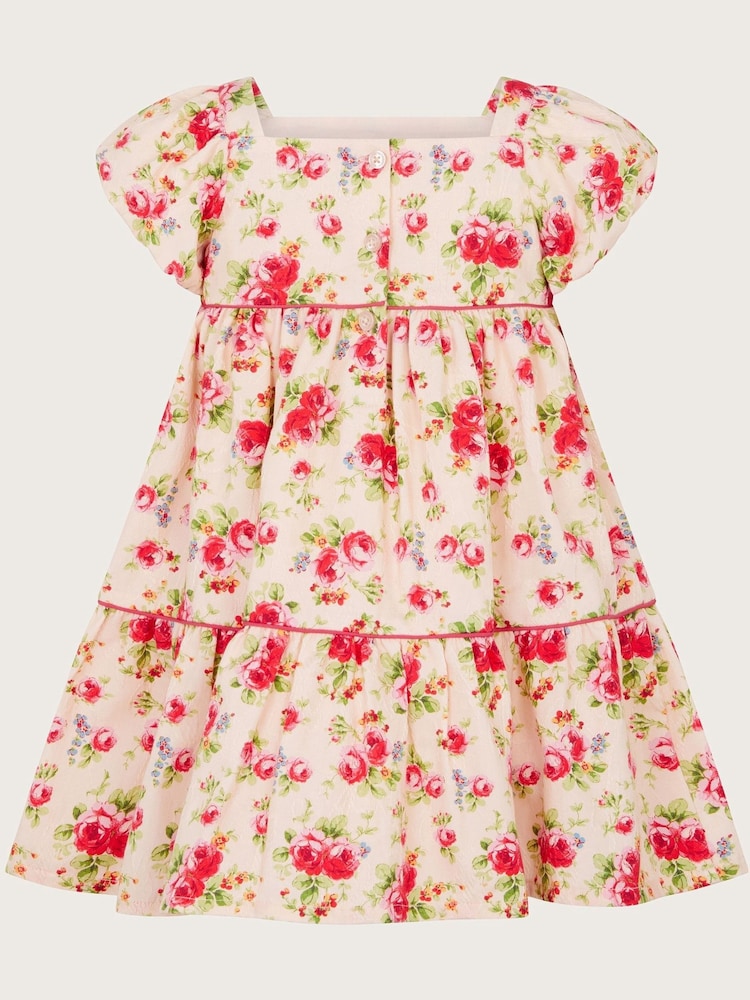 Monsoon Natural Baby Rosanna Jacquard Floral Print Dress - Image 2 of 3
