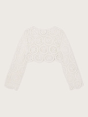 Monsoon Natural Cropped Crochet Cardigan - Image 2 of 3