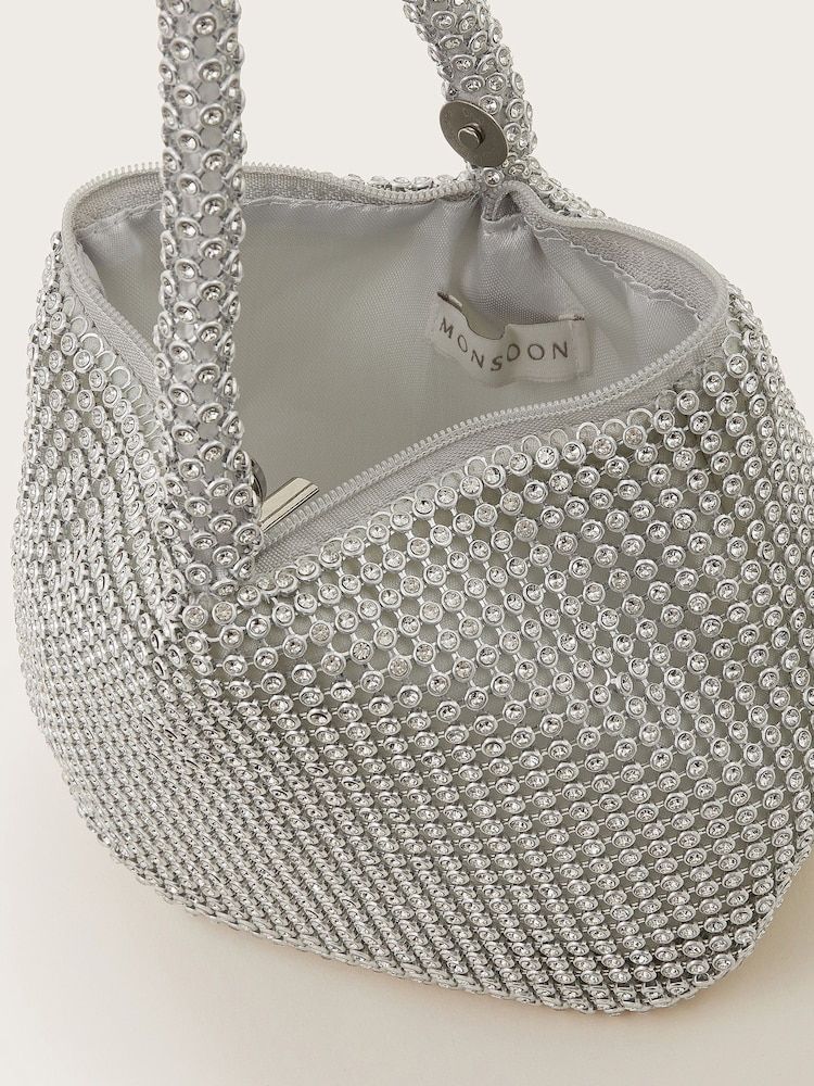 Monsoon Silver Diamante Bangle 100% Cotton Bag - Image 4 of 4