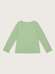 Monsoon Green Floral Love 100% Cotton Embroidered Long Sleeve Top - Image 3 of 4