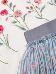 Monsoon Blue Floral Print T-Shirt and Tulle Skirt Set - Image 4 of 4