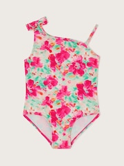 Monsoon Blue Tropical Floral Asymmetrical Swimsuit - Image 1 of 3