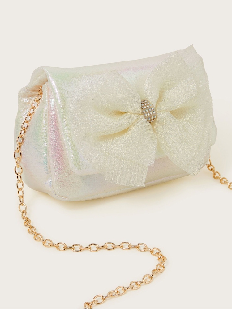 Monsoon Natural Iridescent Bow Bridesmaid Bag - Image 3 of 4
