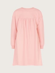 Monsoon Pink Floral Print Embroidered Sweatshirt 100% Cotton Dress - Image 3 of 4