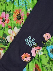 Monsoon Green Floral Print Tiered 100% Cotton Blouse and Leggings Set - Image 4 of 4