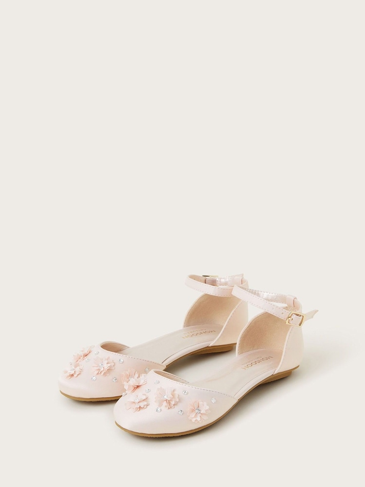 Zapatos planos estilo bailarinas con diseño en dos partes con estampado de flores de Monsoon - Imagen 2 de 3
