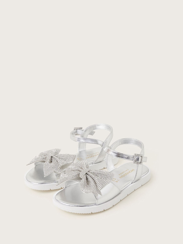 Monsoon Silver Diamante Bow Sandals - Image 2 of 3